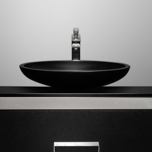Alternate Image for MaestroBath 16" Vetro Cigno Max Vessel ADA Oval Bathroom Sink, Black, Resin and Glass, Matt Black, VET-CIM-BLK