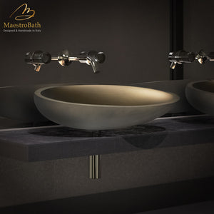 Alternate Image for MaestroBath 16" Vetro Cigno Max Vessel ADA Oval Bathroom Sink, Bronze, Resin and Glass, Matt Bronze, VET-CIM-BRZ