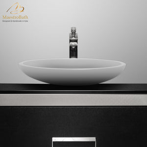 Alternate Image for MaestroBath 16" Vetro Cigno Max Vessel ADA Oval Bathroom Sink, White, Resin and Glass, Matt White, VET-CIM-WHT