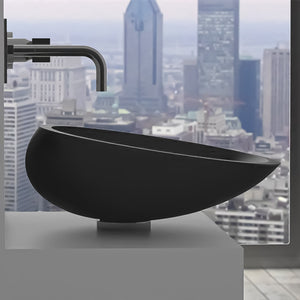 Alternate Image for MaestroBath 14" Vetro Cigno Modern ADA Oval Bathroom Sink, Black, Resin and Glass, Matt Black, VET-CIO-BLK