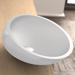 Alternate Image for MaestroBath 14" Vetro Cigno Vessel ADA Oval Bathroom Sink, White, Resin and Glass, Matt White, VET-CIO-WHT