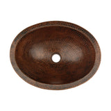 Premier Copper Products 17" Compact Oval Skirted Vessel Hammered Copper Bathroom Sink, Matching Drain and Accessories, Oil Rubbed Bronze, BSP5_VO17SKDB-P