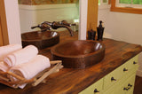 Installation Image of Premier Copper Products 17" Oval Copper  Bathroom Sink, Oil Rubbed Bronze, VO17SKDB