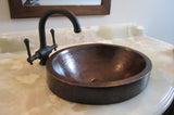 Installation Image of Premier Copper Products 17" Oval Copper  Bathroom Sink, Oil Rubbed Bronze, VO17SKDB