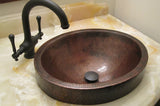 Installation Image of Premier Copper Products 17" Oval Copper  Bathroom Sink, Oil Rubbed Bronze, VO17SKDB