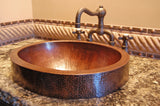 Installation Image of Premier Copper Products 17" Oval Copper  Bathroom Sink, Oil Rubbed Bronze, VO17SKDB