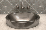 Installation Image of Premier Copper Products 17" Oval Copper  Bathroom Sink, Nickel, VO17SKEN