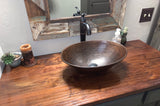 Installation Image of Premier Copper Products 17" Oval Copper Bathroom Sink, Oil Rubbed Bronze, VO17WDB