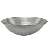 Premier Copper Products 17" Oval Wired Rim Vessel Hammered Copper Bathroom Sink in Nickel, Matching Drain and Accessories, BSP5_VO17WEN-P