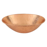 Premier Copper Products 17" Oval Wired Rim Vessel Hammered Copper Bathroom Sink in Polished Copper, Matching Drain and Accessories, BSP5_VO17WPC-P