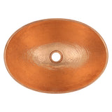 Premier Copper Products 17" Oval Wired Rim Vessel Hammered Copper Bathroom Sink in Polished Copper, Matching Drain and Accessories, BSP5_VO17WPC-P