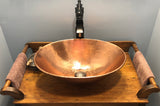 Installation Image of Premier Copper Products 17" Oval Copper Bathroom Sink, Polished Copper, VO17WPC