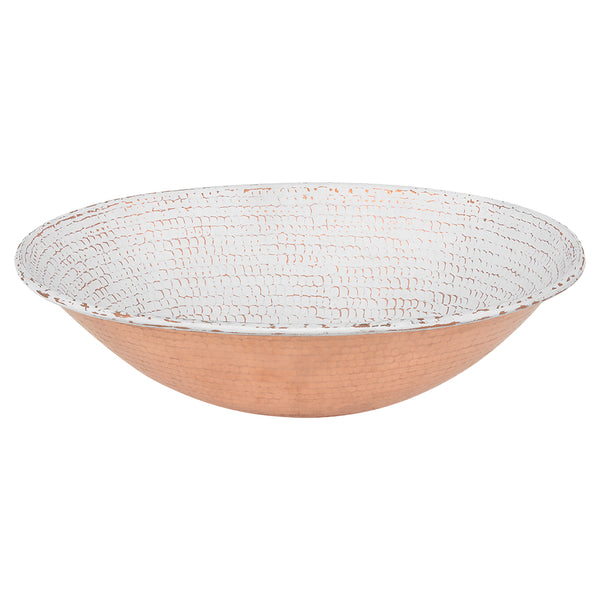 Premier Copper Products 17" x 12" Oval Vessel - Above Counter Copper Bathroom Sink, Glazed White, 17 Gauge, VO17WWHT