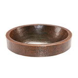 Premier Copper Products 18" Oval Skirted Vessel Hammered Copper Bathroom Sink, Matching Drain and Accessories, Oil Rubbed Bronze, BSP5_VO18SKDB-P