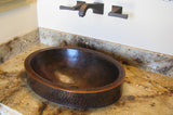 Installation Image of Premier Copper Products 18" Oval Copper Bathroom Sink, Oil Rubbed Bronze, VO18SKDB