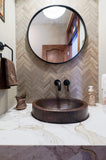 Installation Image of Premier Copper Products 18" Oval Copper Bathroom Sink, Oil Rubbed Bronze, VO18SKDB