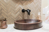 Installation Image of Premier Copper Products 18" Oval Copper Bathroom Sink, Oil Rubbed Bronze, VO18SKDB