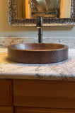 Installation Image of Premier Copper Products 18" Oval Copper Bathroom Sink, Oil Rubbed Bronze, VO18SKDB