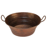 Premier Copper Products 16" Oval Bucket Vessel Hammered Copper Bathroom Sink with Handles, Matching Drain and Accessories, Oil Rubbed Bronze, BSP5_VOB16DB-P