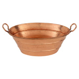 Premier Copper Products 16" Oval Bucket Vessel Hammered Copper Bathroom Sink with Handles in Polished Copper, Matching Drain and Accessories, BSP5_VOB16PC-P