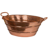 Premier Copper Products 16" Oval Bucket Vessel Hammered Copper Bathroom Sink with Handles in Polished Copper, Matching Drain and Accessories, BSP5_VOB16PC-P