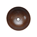 Premier Copper Products 13" Small Round Vessel Hammered Copper Bathroom Sink, Matching Drain and Accessories, Oil Rubbed Bronze, BSP5_VR13BDB-P