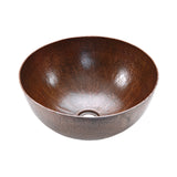 Premier Copper Products 15" Medium Round Vessel Hammered Copper Bathroom Sink, Matching Drain and Accessories, Oil Rubbed Bronze, BSP5_VR15BDB-P