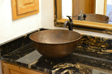 Installation Image of Premier Copper Products 15" Round Copper Bathroom Sink, Oil Rubbed Bronze, VR15BDB