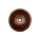 Premier Copper Products 15" Small Round Skirted Vessel Hammered Copper Bathroom Sink, Matching Drain and Accessories, Oil Rubbed Bronze, BSP5_VR15SKDB-P