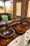 Installation Image of Premier Copper Products 15" Round Copper Bathroom Sink, Oil Rubbed Bronze, VR15SKDB