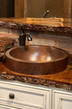 Installation Image of Premier Copper Products 15" Round Copper Bathroom Sink, Oil Rubbed Bronze, VR15SKDB