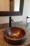 Installation Image of Premier Copper Products 15" Round Copper Bathroom Sink, Oil Rubbed Bronze, VR15SKDB