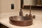 Installation Image of Premier Copper Products 15" Round Copper Bathroom Sink, Oil Rubbed Bronze, VR15SKDB