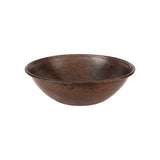 Premier Copper Products 15" Round Wired Rim Vessel Hammered Copper Bathroom Sink, Matching Drain and Accessories, Oil Rubbed Bronze, BSP5_VR15WDB-P