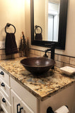 Installation Image of Premier Copper Products 15" Round Copper Bathroom Sink, Oil Rubbed Bronze, VR15WDB