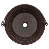 Premier Copper Products 16" Round Vessel - Above Counter Copper Bathroom Sink, Oil Rubbed Bronze, 16 Gauge, VR16BUDB