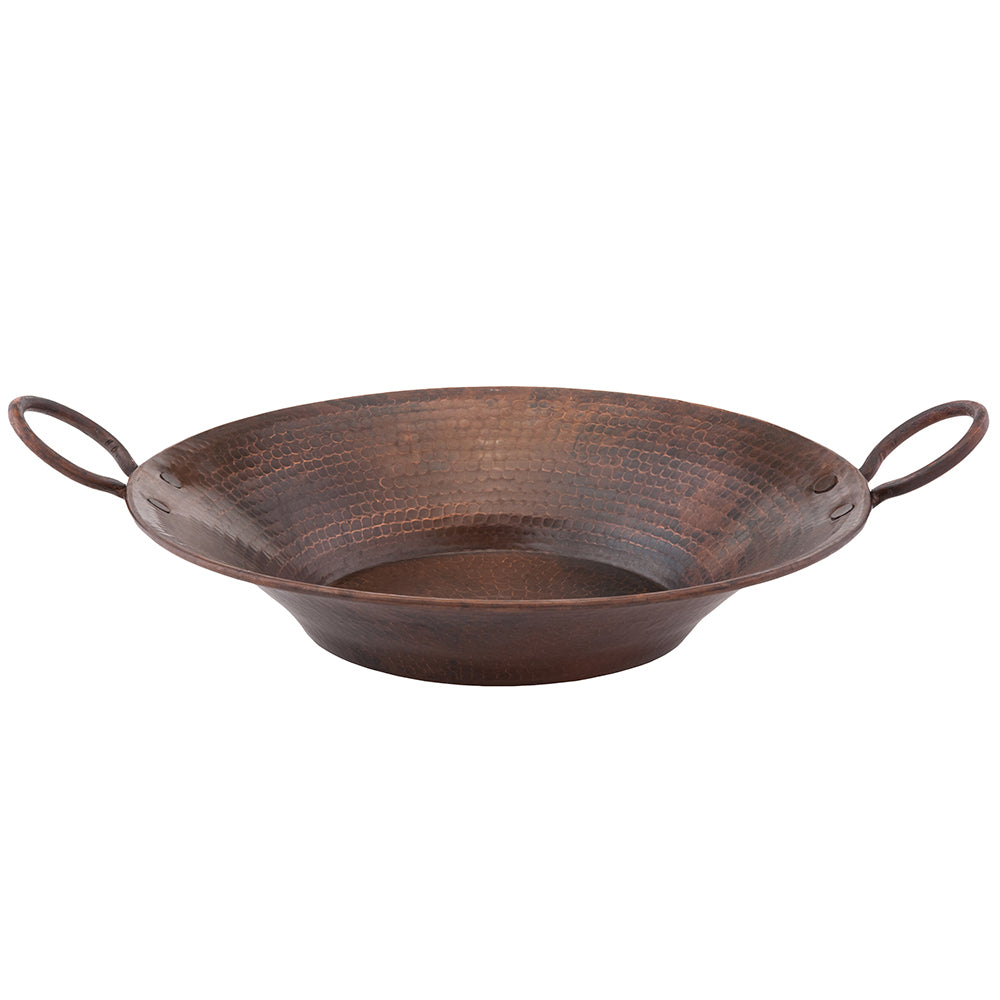 Premier Copper Products 16" Round Miners Pan Vessel Hammered Copper Bathroom Sink, Matching Drain and Accessories, Oil Rubbed Bronze, BSP5_VR16MPDB-P
