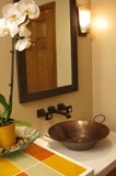 Installation Image of Premier Copper Products 21" Round Copper Bathroom Sink, Oil Rubbed Bronze, VR16MPDB