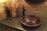 Installation Image of Premier Copper Products 17" Round Copper Bathroom Sink, Oil Rubbed Bronze, VR17SKDB