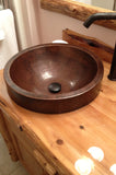 Installation Image of Premier Copper Products 17" Round Copper Bathroom Sink, Oil Rubbed Bronze, VR17SKDB