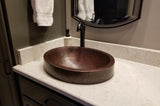 Installation Image of Premier Copper Products 17" Round Copper Bathroom Sink, Oil Rubbed Bronze, VR17SKDB