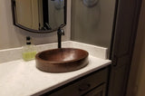 Installation Image of Premier Copper Products 17" Round Copper Bathroom Sink, Oil Rubbed Bronze, VR17SKDB