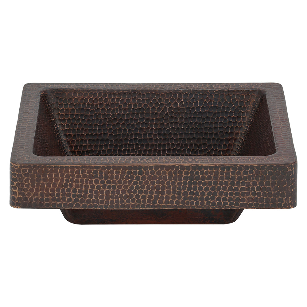 Premier Copper Products 15" x 12" Rectangle Vessel - Above Counter Copper Bathroom Sink, Oil Rubbed Bronze, 17 Gauge, VREC15SKDB