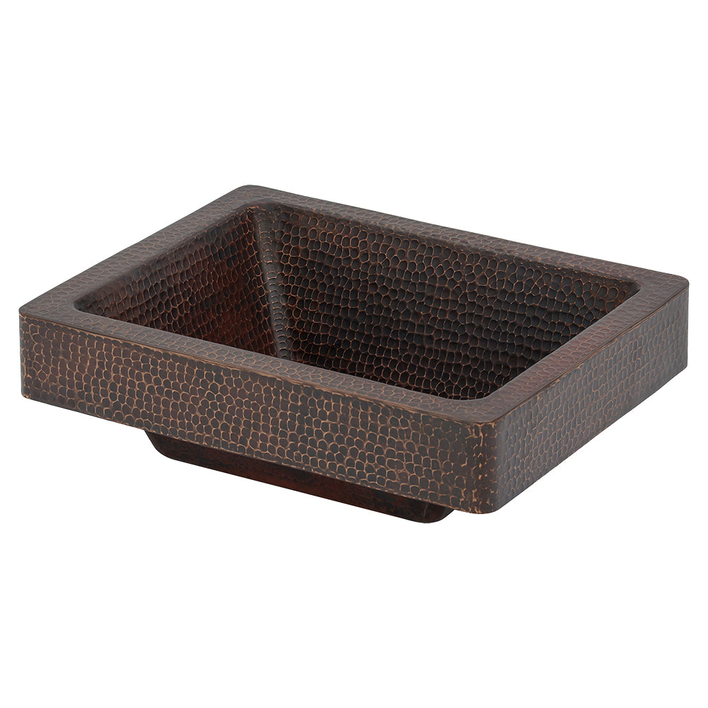 Premier Copper Products 15" x 12" Rectangle Vessel - Above Counter Copper Bathroom Sink, Oil Rubbed Bronze, 17 Gauge, VREC15SKDB