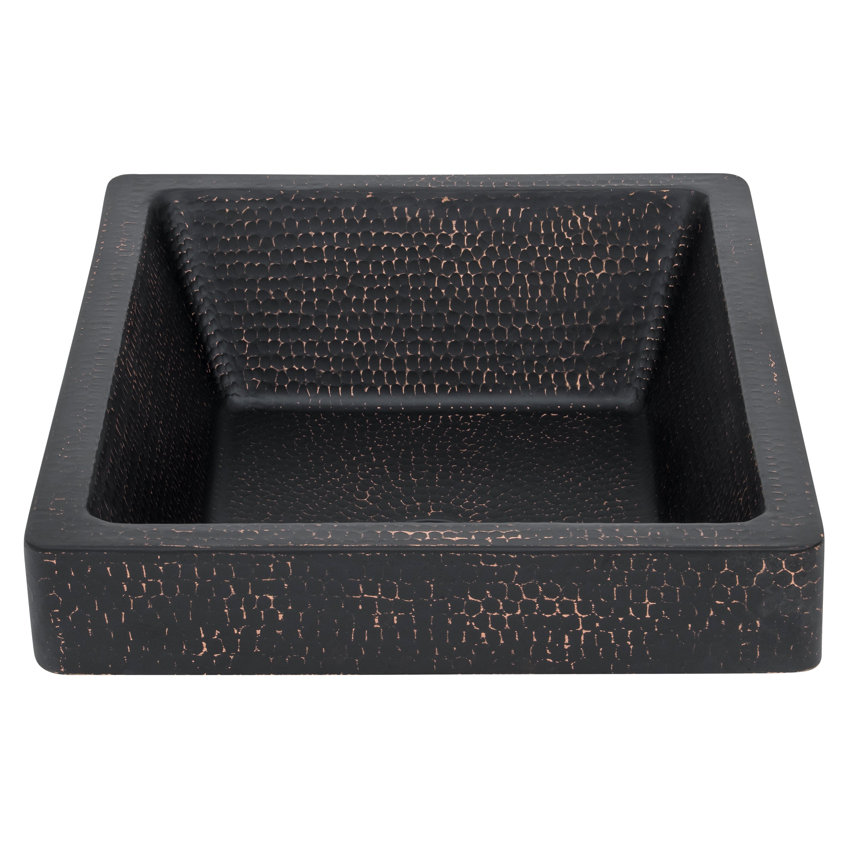 Premier Copper Products 17" x 14" Rectangle Vessel - Above Counter Copper Bathroom Sink, Glazed Black, 17 Gauge, VREC17SKBLK