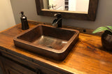 Installation Image of Premier Copper Products 17" Rectangle Copper Bathroom Sink, Oil Rubbed Bronze, VREC17SKDB