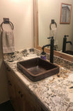 Installation Image of Premier Copper Products 17" Rectangle Copper Bathroom Sink, Oil Rubbed Bronze, VREC17SKDB