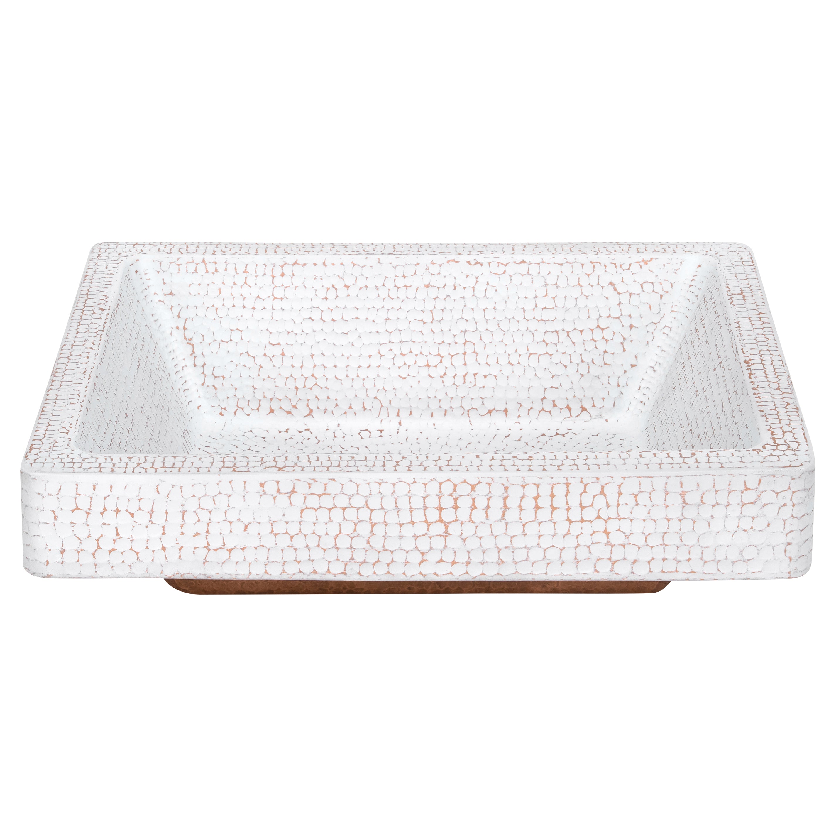Premier Copper Products 17" x 14" Rectangle Vessel - Above Counter Copper Bathroom Sink, Glazed White, 17 Gauge, VREC17SKWHT