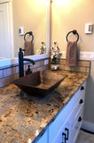 Installation Image of Premier Copper Products 17" Rectangle Copper Bathroom Sink, Oil Rubbed Bronze, VREC17WDB