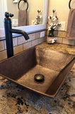 Installation Image of Premier Copper Products 17" Rectangle Copper Bathroom Sink, Oil Rubbed Bronze, VREC17WDB